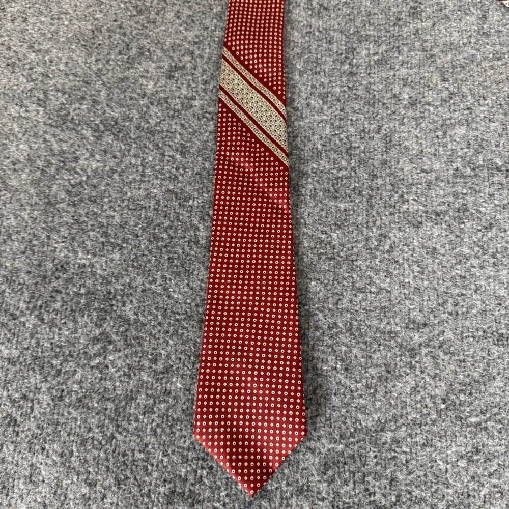 Yves Saint Laurent Silk Tie Burgundy Red Geometric Medallion Saks Fifth Avenue